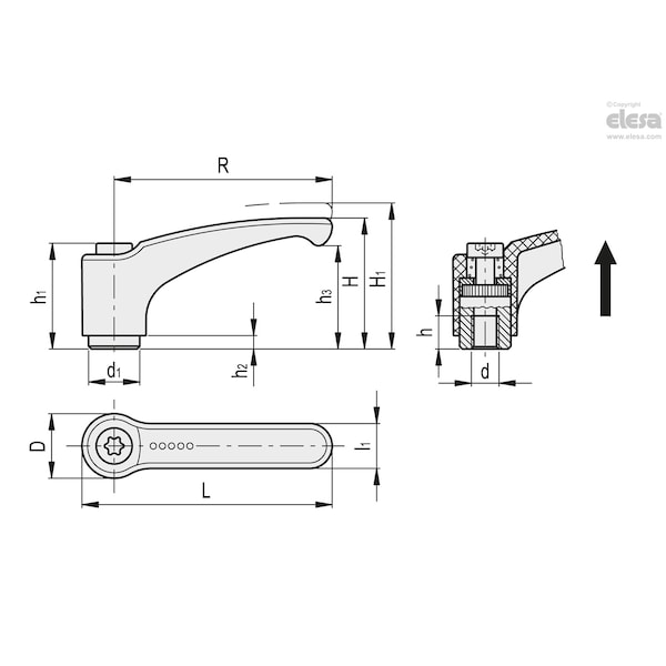 Stainless Steel Clamping Element, Threaded Hole, ERZ.78 SST-M8-VD